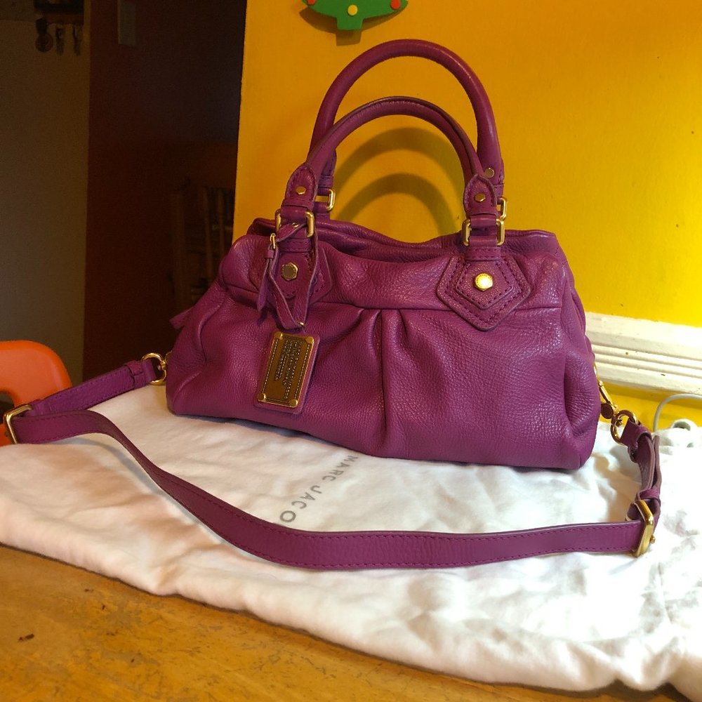 Marc Jacobs Classic Q- Baby Groovee pink/ Violet Leather Satchel